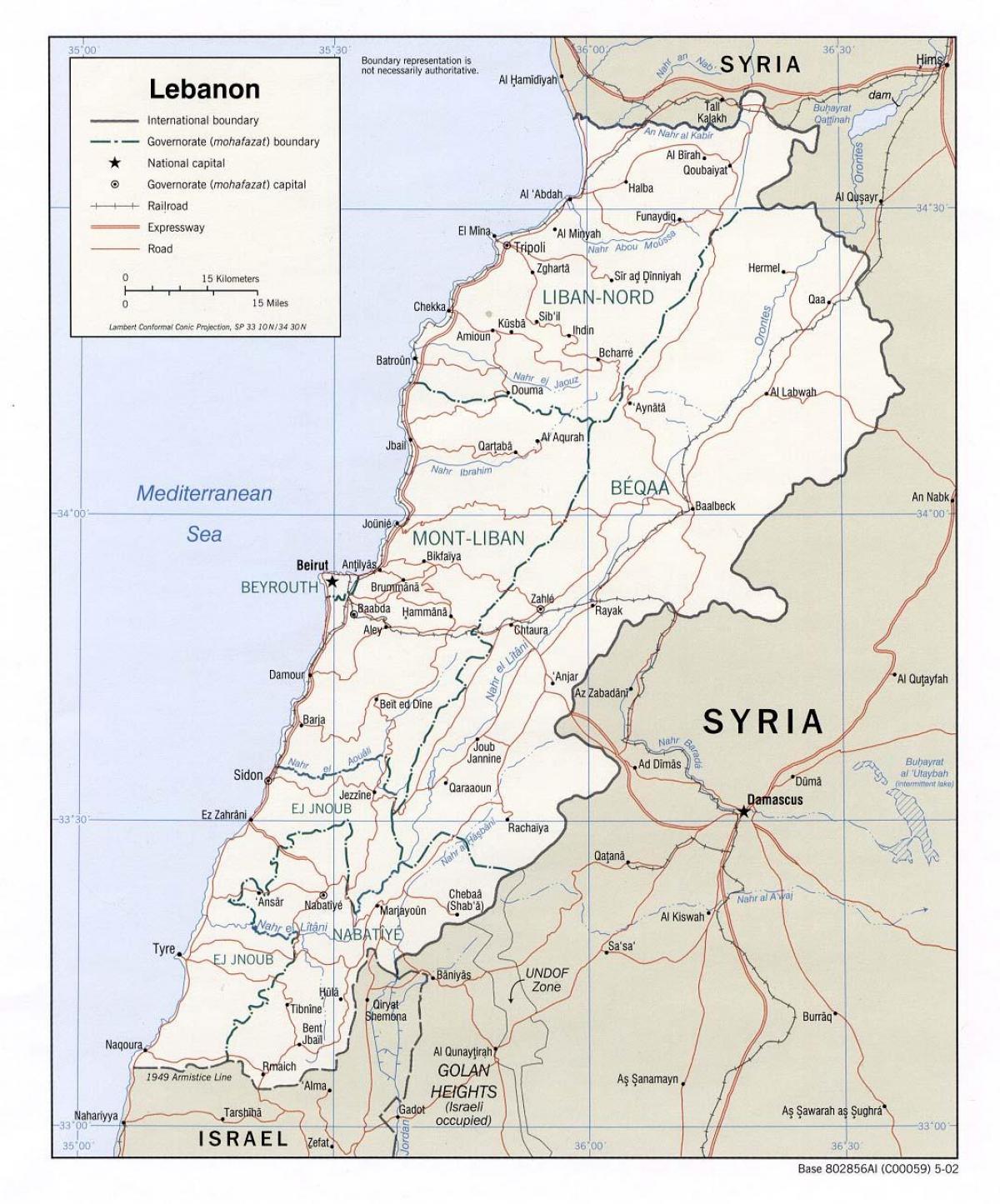 kaart van die Líbanon hoërskool