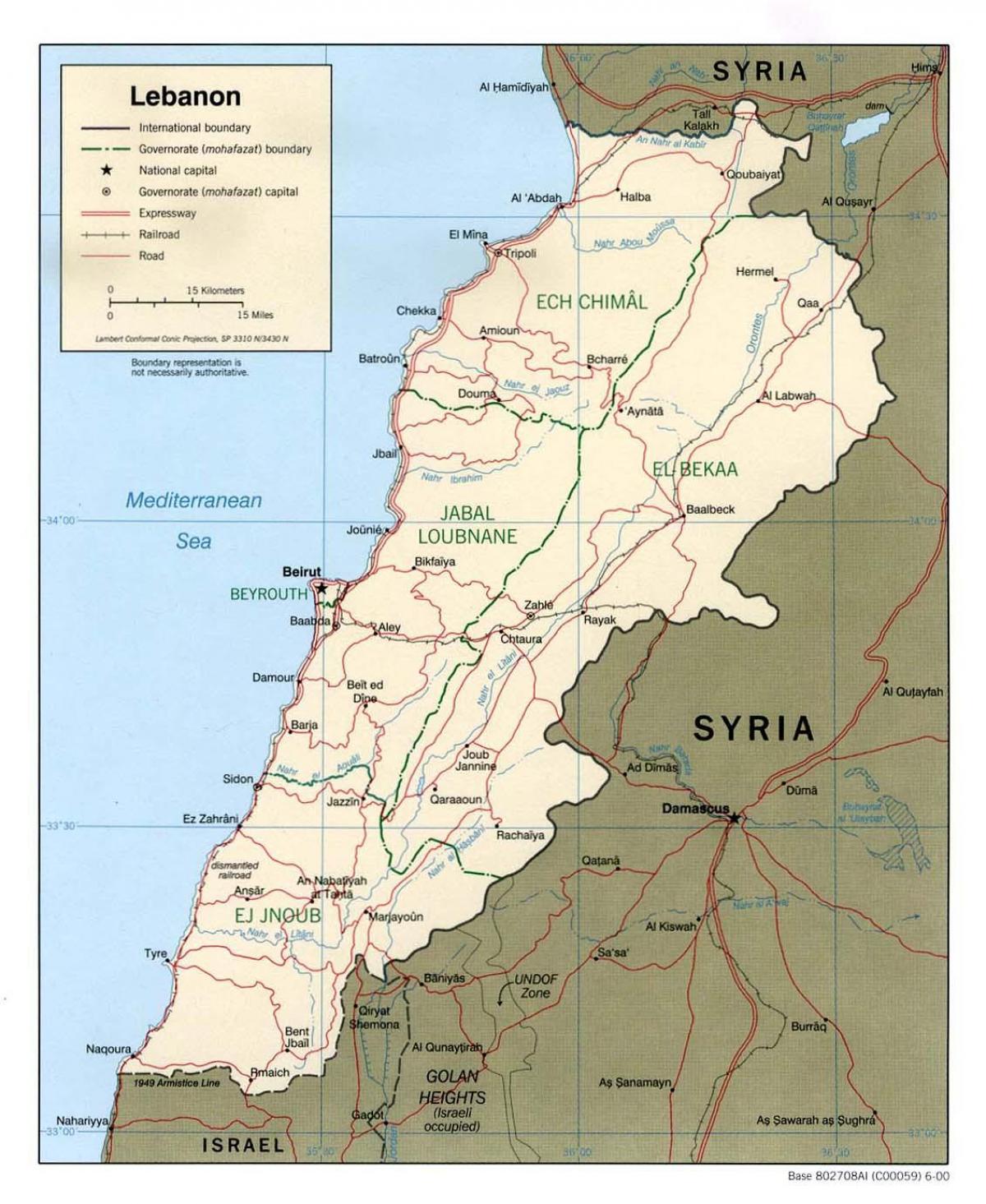 kaart Libanon