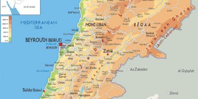Kaart van die Líbanon fisiese
